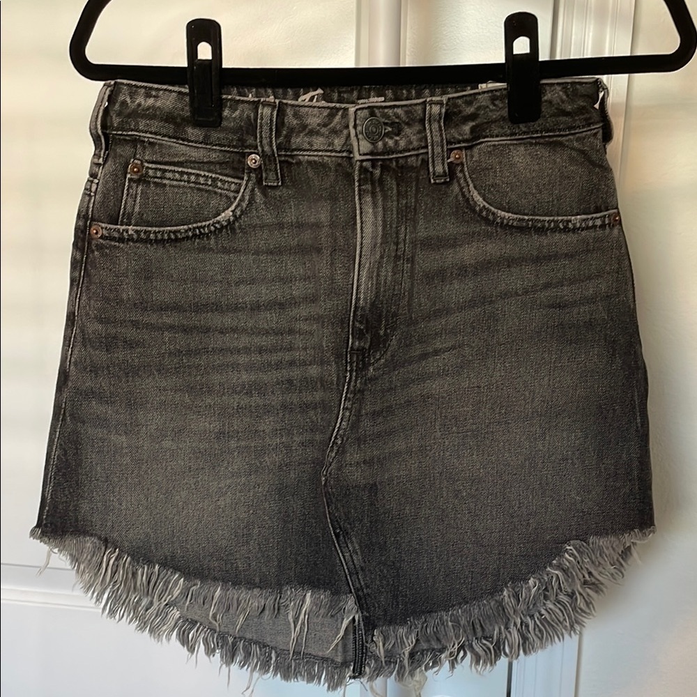 Free People Black Denim Mini Skirt NWOT